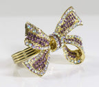 Fennco Styles Stunning Crystal Bowknot Gold-Plated Napkin Rings Wedding Holiday Table Decoration - Set of 4 - Che Cose Belle