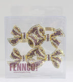 Fennco Styles Stunning Crystal Bowknot Gold-Plated Napkin Rings Wedding Holiday Table Decoration - Set of 4 - Che Cose Belle