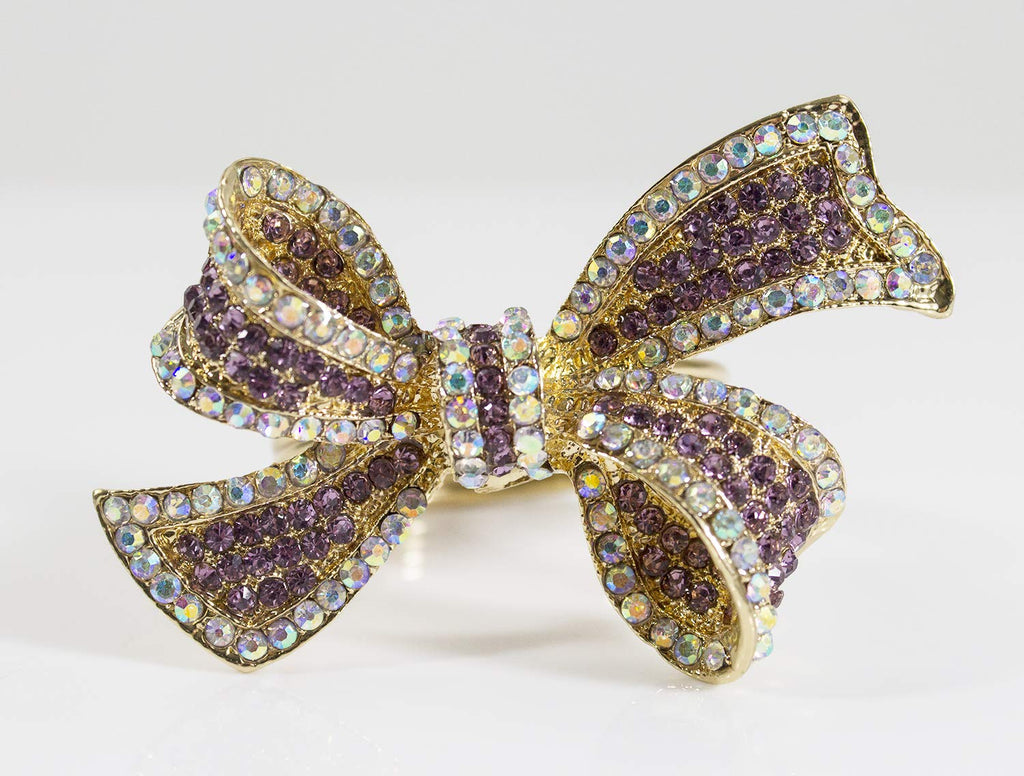 Fennco Styles Stunning Crystal Bowknot Gold-Plated Napkin Rings Wedding Holiday Table Decoration - Set of 4 - Che Cose Belle