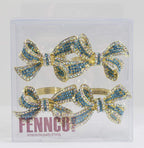 Fennco Styles Stunning Crystal Bowknot Gold-Plated Napkin Rings Wedding Holiday Table Decoration - Set of 4 - Che Cose Belle