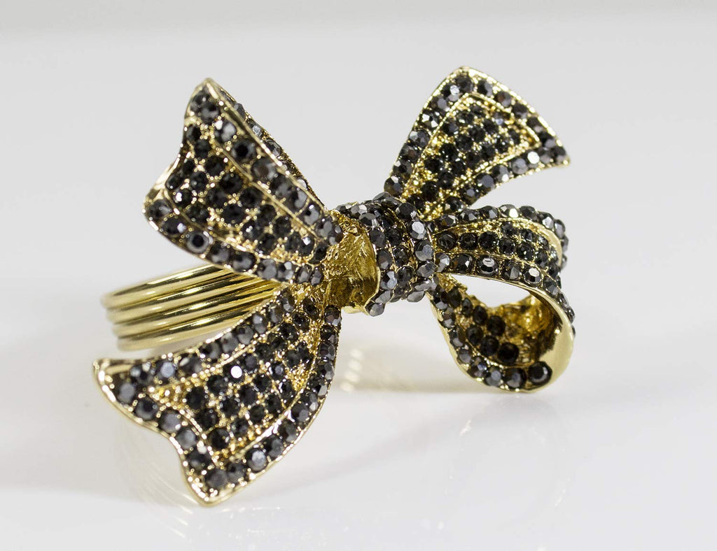 Fennco Styles Stunning Crystal Bowknot Gold-Plated Napkin Rings Wedding Holiday Table Decoration - Set of 4 - Che Cose Belle