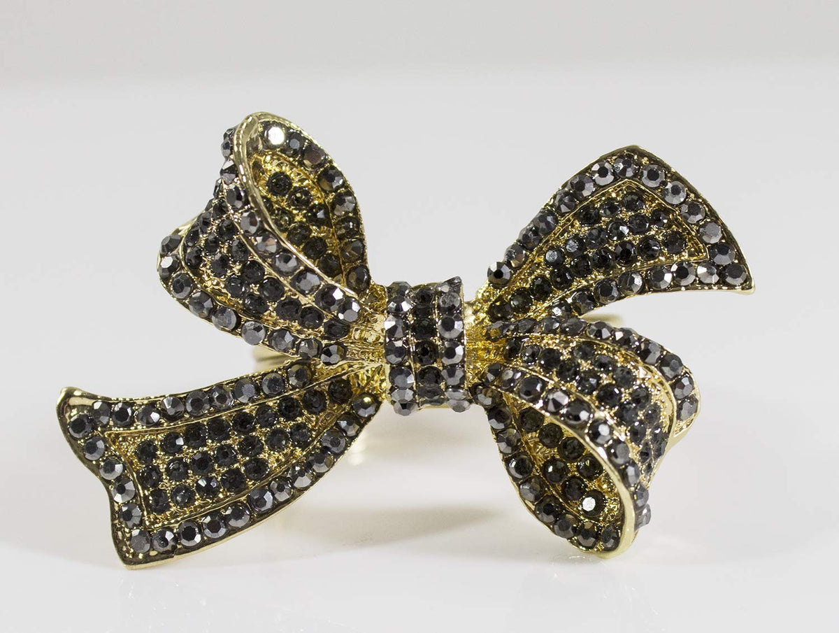 Fennco Styles Stunning Crystal Bowknot Gold-Plated Napkin Rings Wedding Holiday Table Decoration - Set of 4 - Che Cose Belle