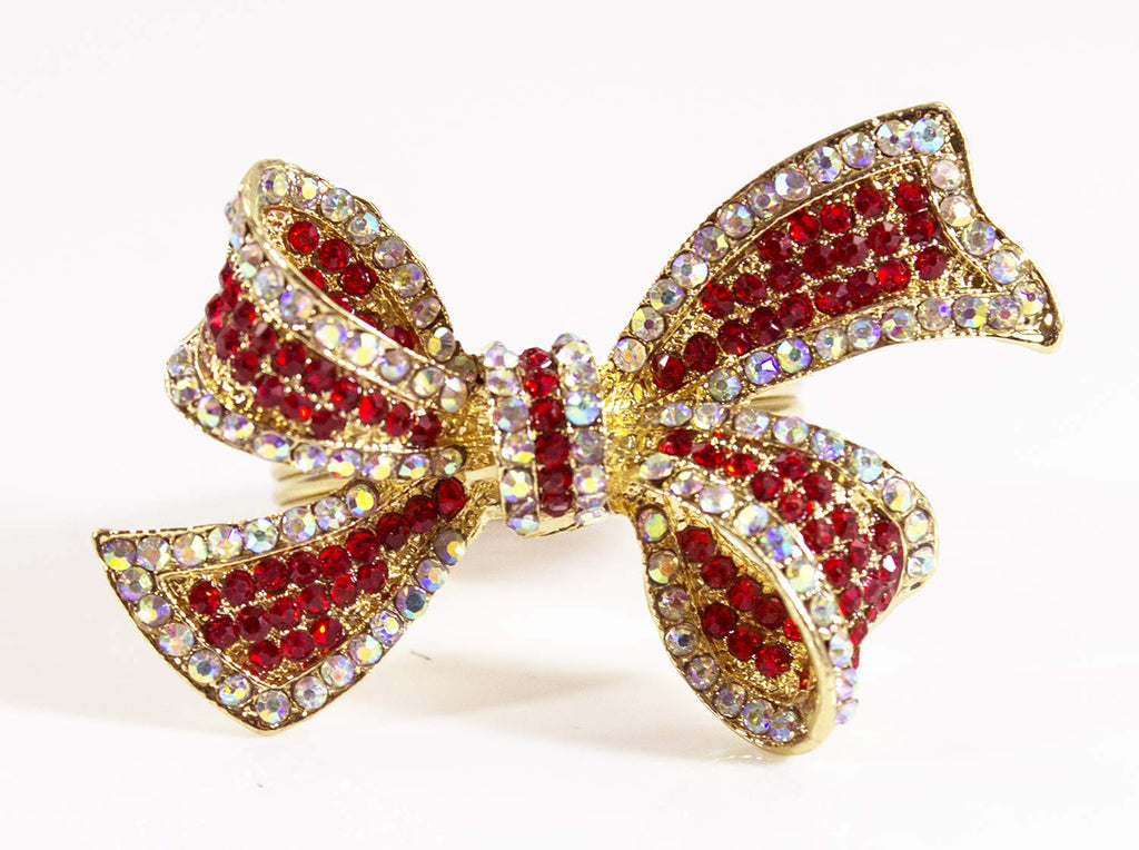 Fennco Styles Stunning Crystal Bowknot Gold-Plated Napkin Rings Wedding Holiday Table Decoration - Set of 4 - Che Cose Belle