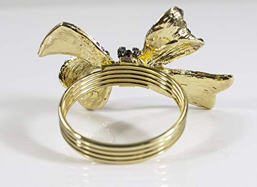 Fennco Styles Stunning Crystal Bowknot Gold-Plated Napkin Rings Wedding Holiday Table Decoration - Set of 4 - Che Cose Belle