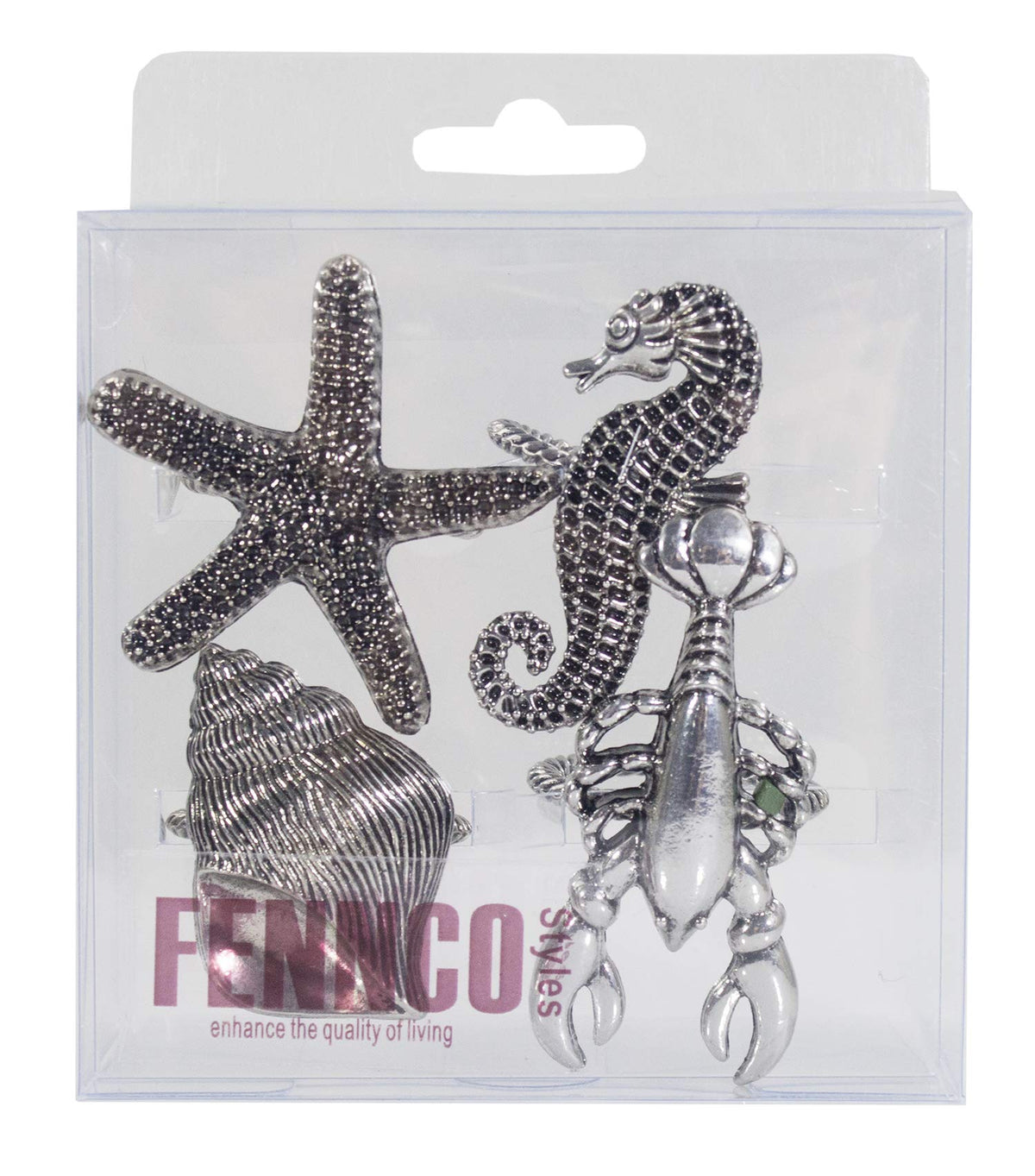 fenncostyles.com Decorative Coastal Sea Creatures Design Napkin Rings - Set of 4 (Sea Creatures) - Che Cose Belle