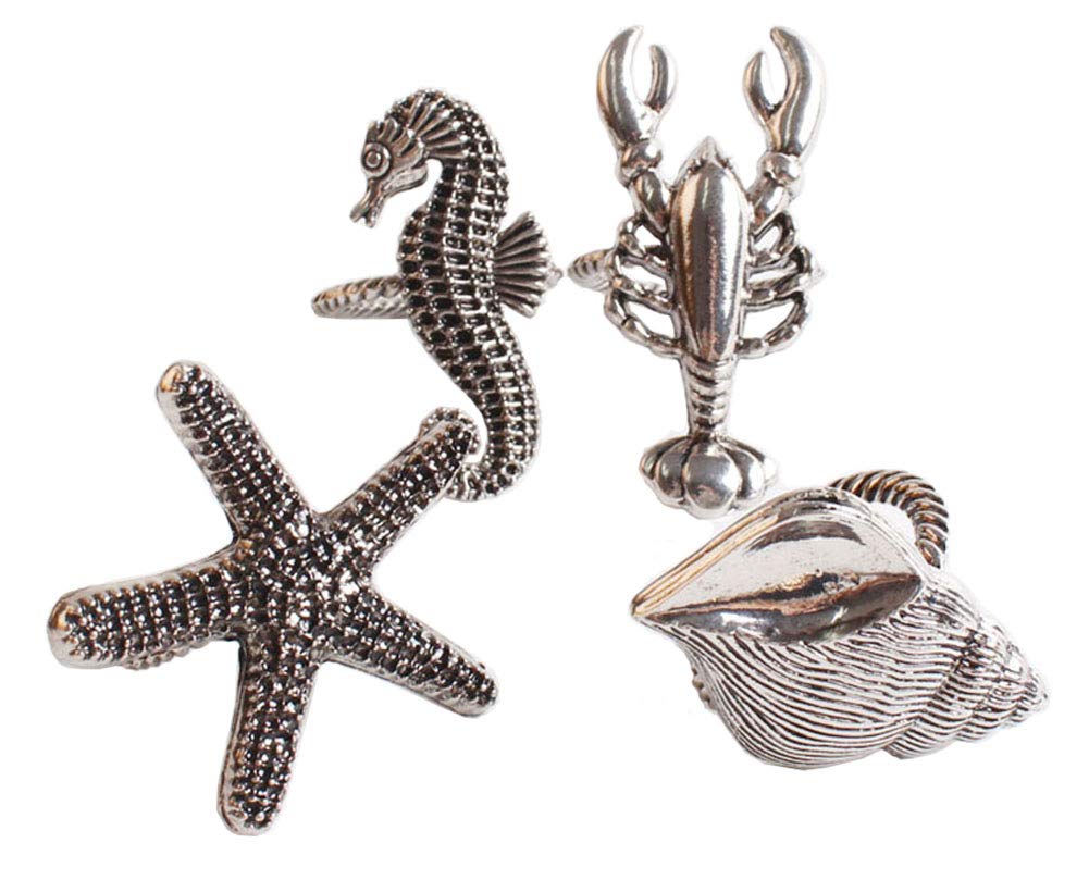 fenncostyles.com Decorative Coastal Sea Creatures Design Napkin Rings - Set of 4 (Sea Creatures) - Che Cose Belle