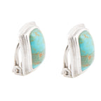 Fiji Isles Blue Turquoise Sterling Silver Clip Earrings - Che Cose Belle