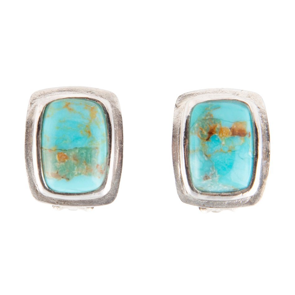 Fiji Isles Blue Turquoise Sterling Silver Clip Earrings - Che Cose Belle