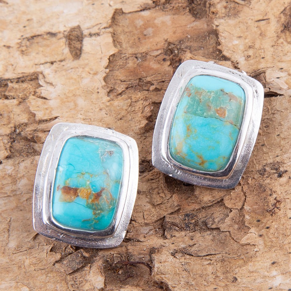 Fiji Isles Blue Turquoise Sterling Silver Clip Earrings - Che Cose Belle