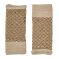 Fingerless Alpaca Gloves Camel Interwoven Long Wrist Warmers With Thumb Slit