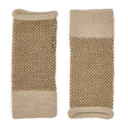 Fingerless Alpaca Gloves Camel Interwoven Long Wrist Warmers With Thumb Slit