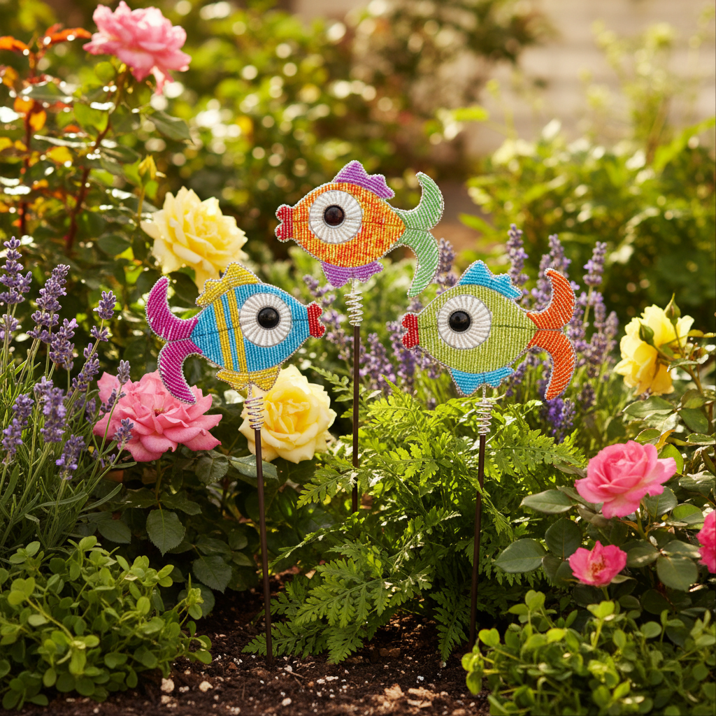 Fish Garden Stake, Asst (Set of 3) - Che Cose Belle