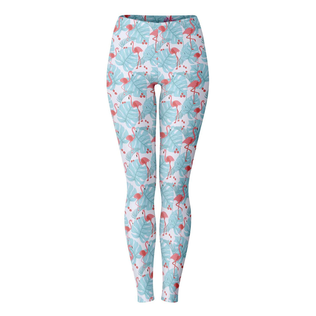 Flamingo Blue Floral Leggings - Che Cose Belle