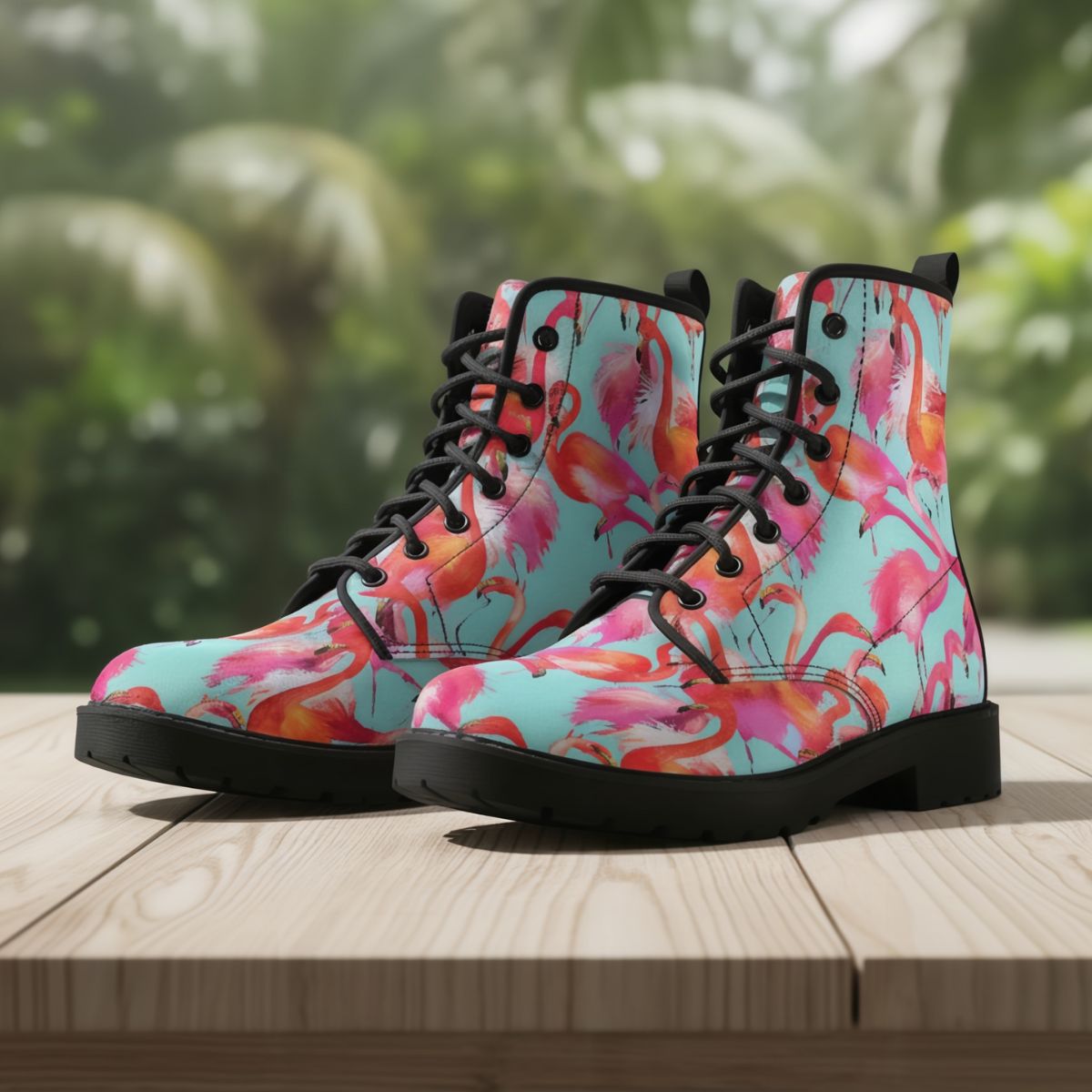 Flamingo Flock Leather Boots - Che Cose Belle