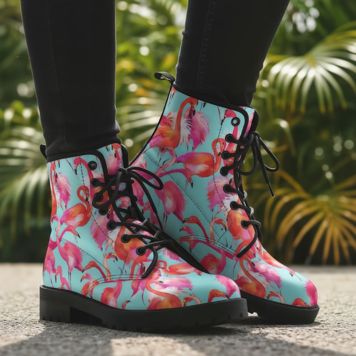 Flamingo Flock Leather Boots - Che Cose Belle