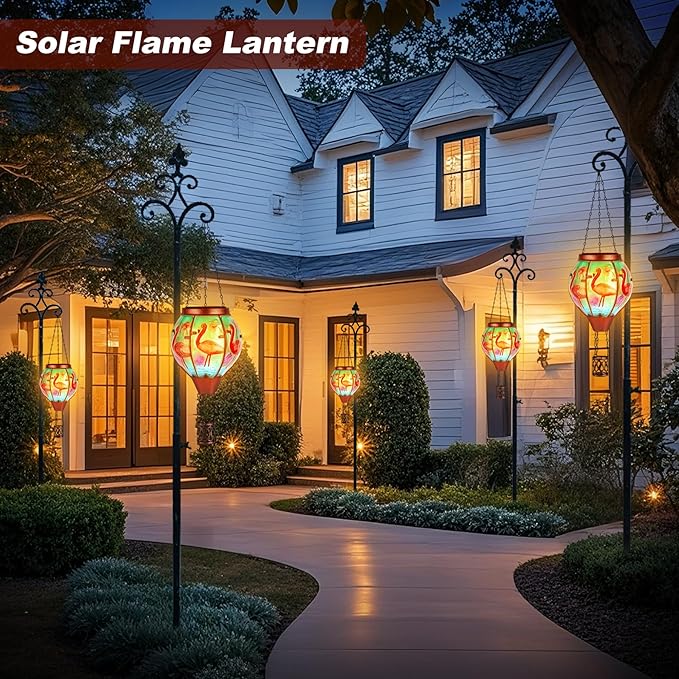 Flamingo Solar Hot Air Balloon Lantern,Outdoor Decor with Flame Lights Waterproof, Hanging for Garden Yard Lawn Patio, Unique Gifts for Women Mom Grandma Gardener for Mother'Day Christmas - Che Cose Belle