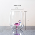 3D Flamingo Stemless Wine Glasses