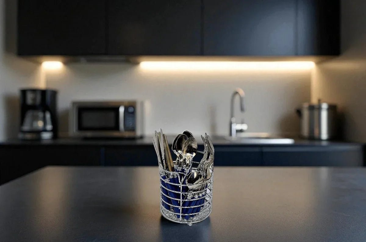 Flatware Set with Blue Handles and Storage Cady - Che Cose Belle