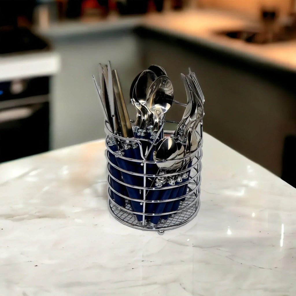 Flatware Set with Blue Handles and Storage Cady - Che Cose Belle