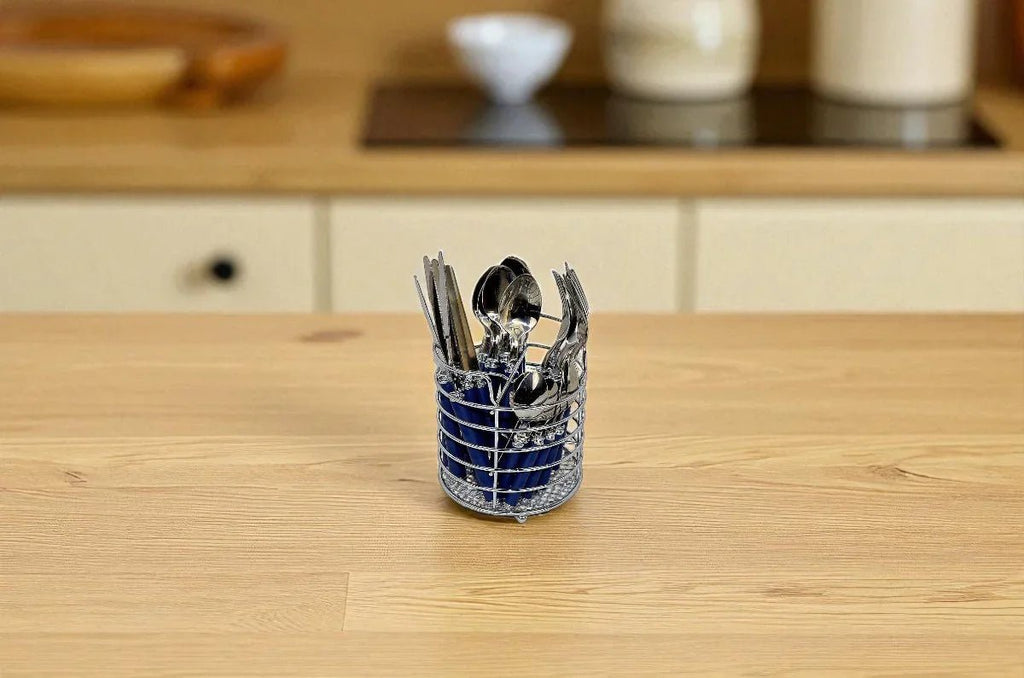 Flatware Set with Blue Handles and Storage Cady - Che Cose Belle