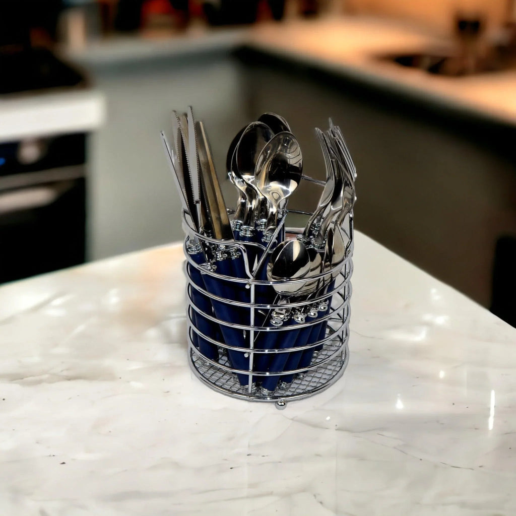 Flatware Set with Blue Handles and Storage Cady - Che Cose Belle