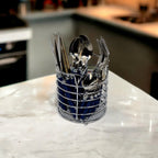 Flatware Set with Blue Handles and Storage Cady - Che Cose Belle