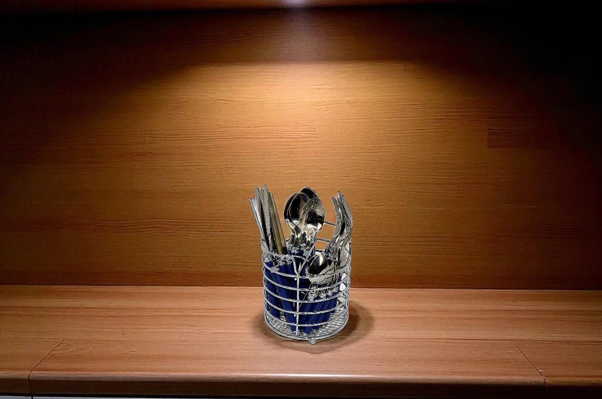 Flatware Set with Blue Handles and Storage Cady - Che Cose Belle