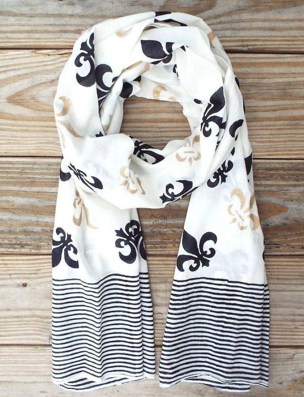 Fleur de Lis Scarf on White - Che Cose Belle