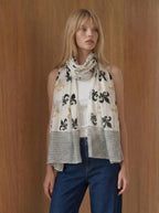 Fleur de Lis Scarf on White - Che Cose Belle