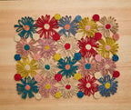Fleur Raffia placemat, Multicolor Flowers woven tabletop - Che Cose Belle