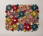 Fleur Raffia placemat, Multicolor Flowers woven tabletop - Che Cose Belle