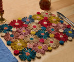 Fleur Raffia placemat, Multicolor Flowers woven tabletop - Che Cose Belle