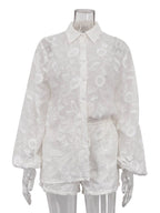 Floral Embroidered Shirt and Shorts Set - Che Cose Belle
