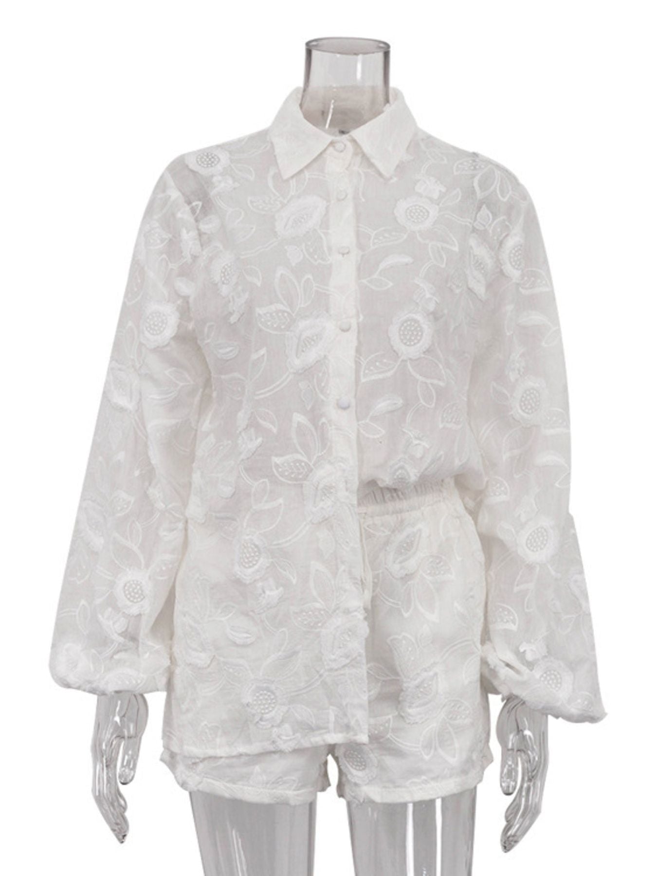 Floral Embroidered Shirt and Shorts Set - Che Cose Belle