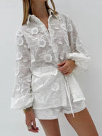 Floral Embroidered Shirt and Shorts Set - Che Cose Belle