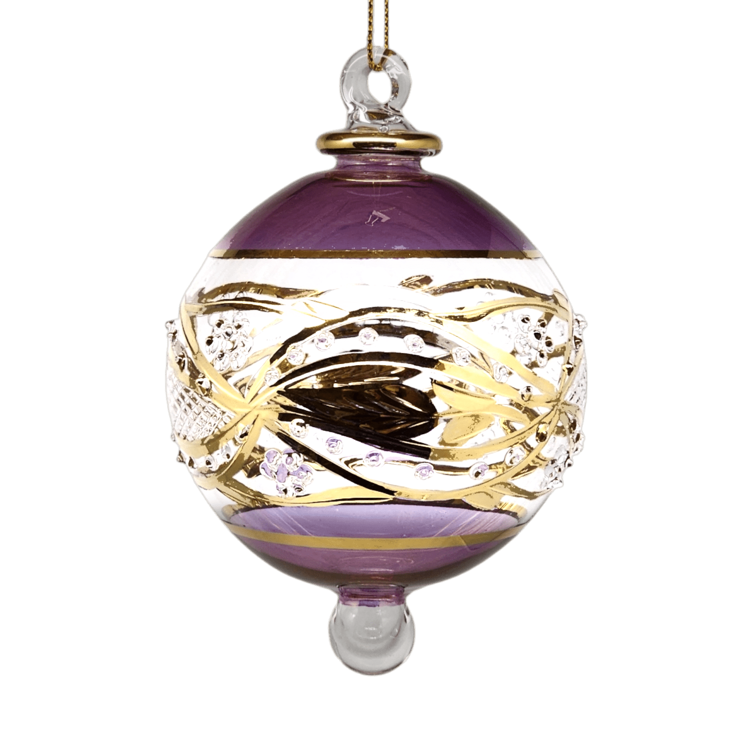 Floral Etched 3" Glass Ball - Purple - Che Cose Belle