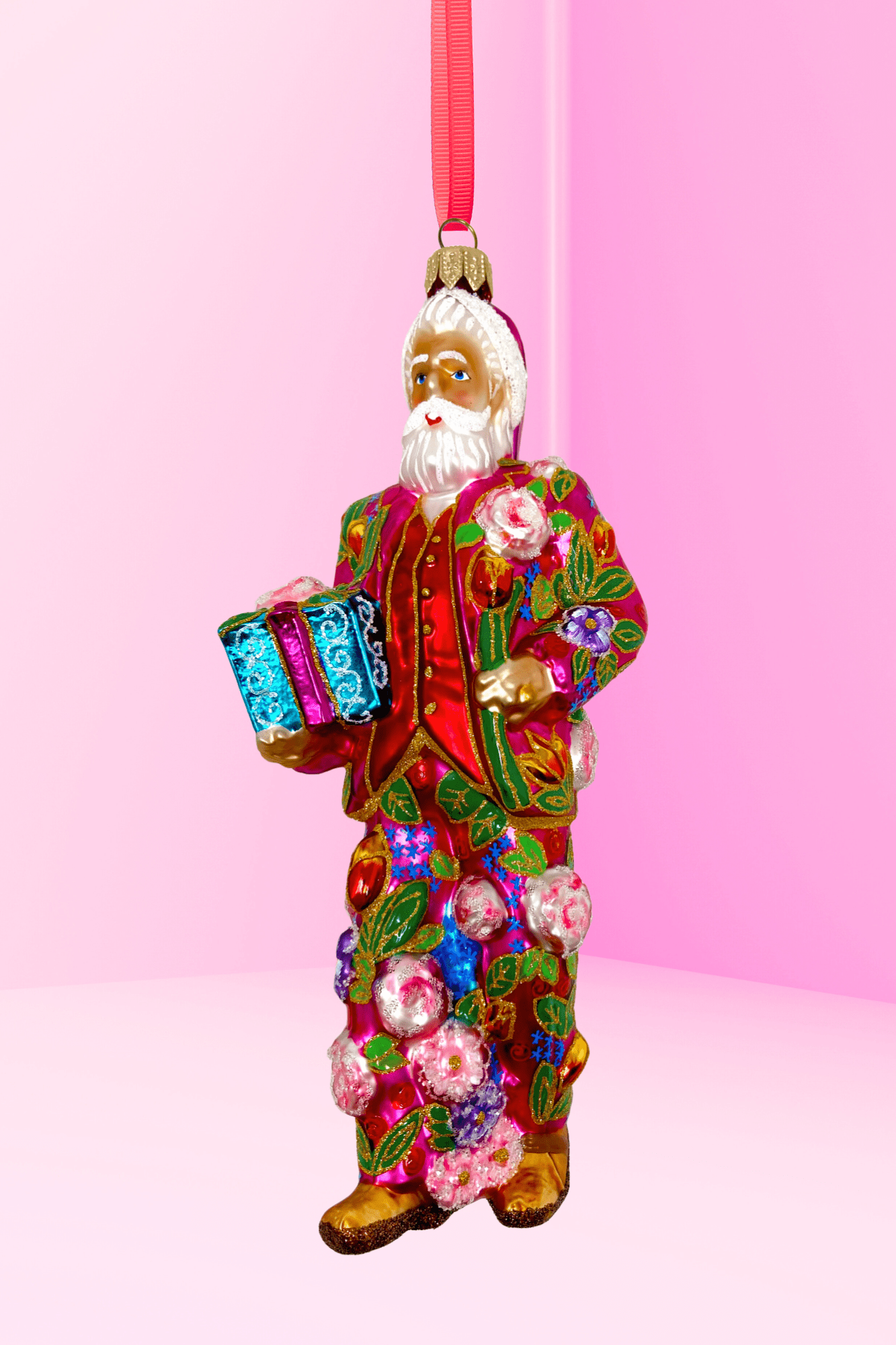 Floral Fetish Santa Polish Glass Ornament - Che Cose Belle