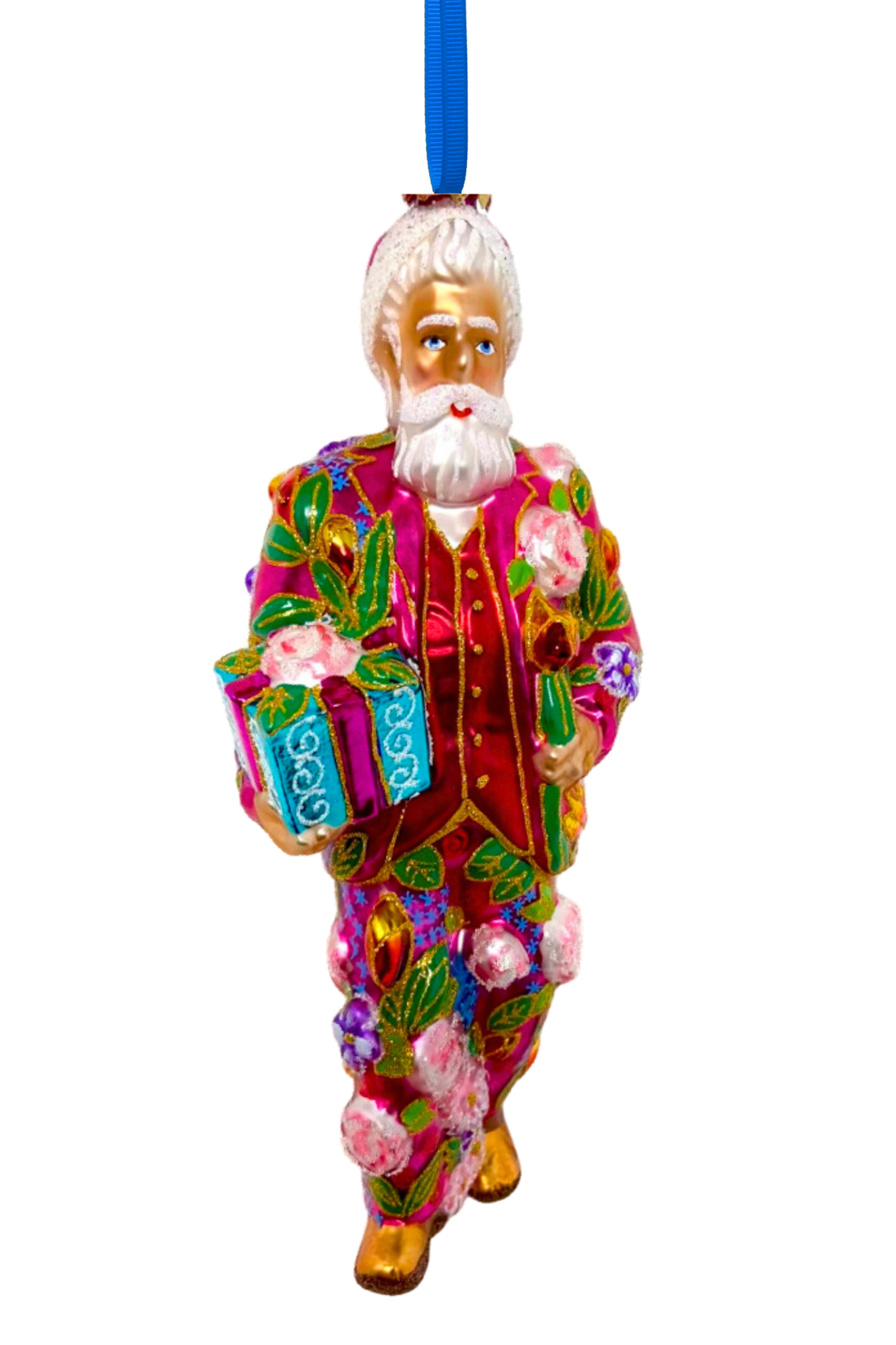 Floral Fetish Santa Polish Glass Ornament - Che Cose Belle