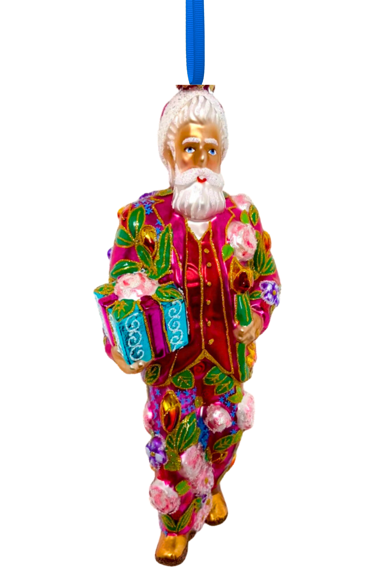 Floral Fetish Santa Polish Glass Ornament - Che Cose Belle
