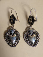Floral Heart Shaped Filigree Sterling Silver Dangle Earrings - Che Cose Belle
