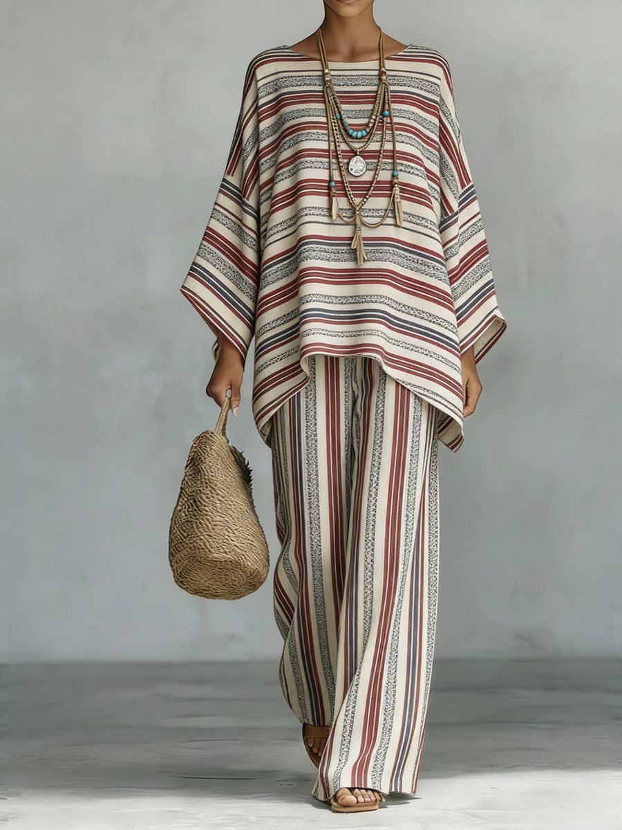 Floral Print Bamboo Linen Two-Piece Set with Wide-Leg Pants - Che Cose Belle