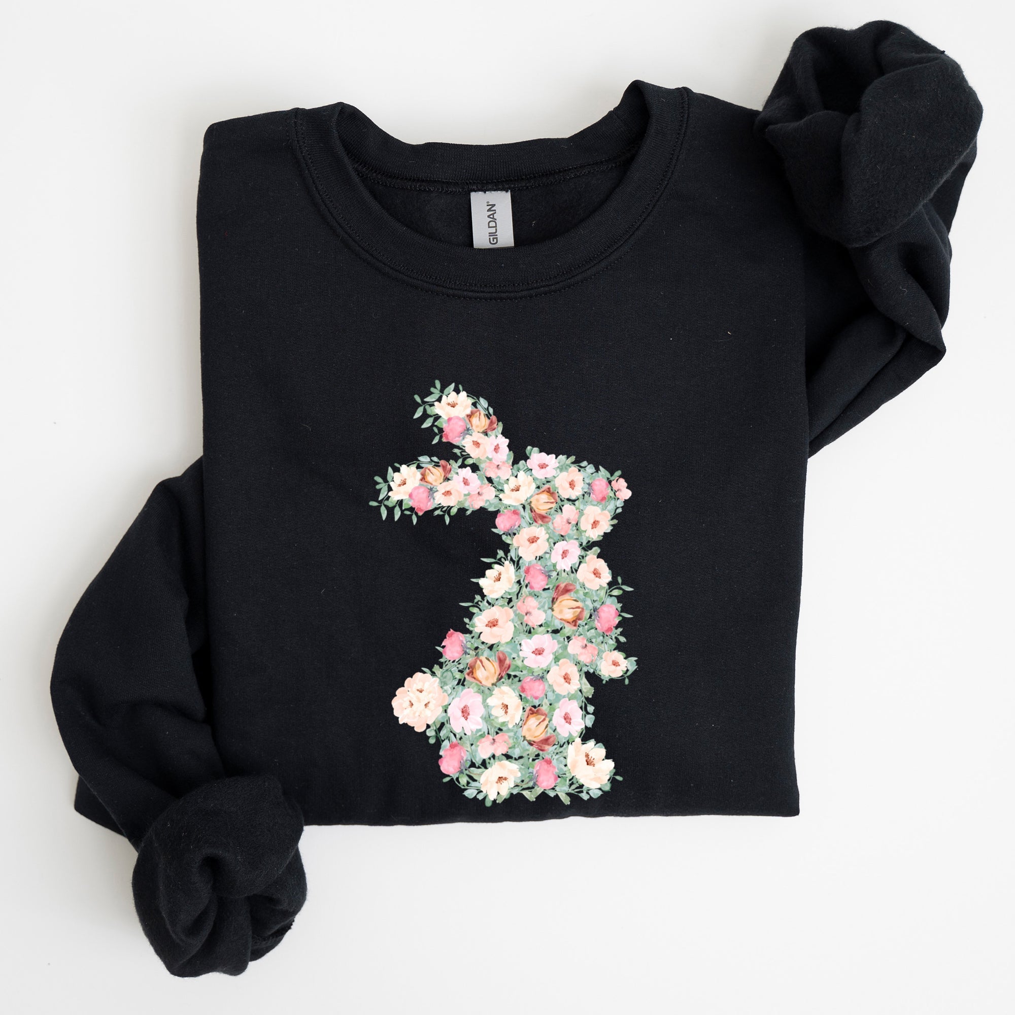 Floral Print Rabbit, Bunny, Easter Sweatshirt - Che Cose Belle