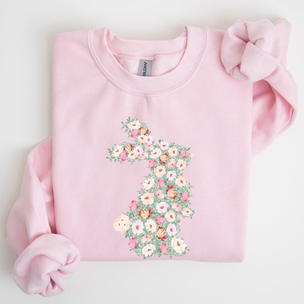 Floral Print Rabbit, Bunny, Easter Sweatshirt - Che Cose Belle