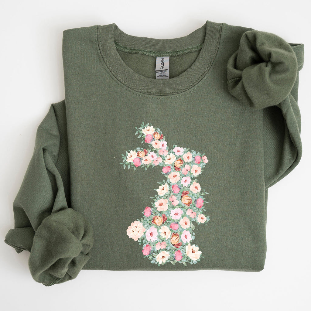 Floral Print Rabbit, Bunny, Easter Sweatshirt - Che Cose Belle