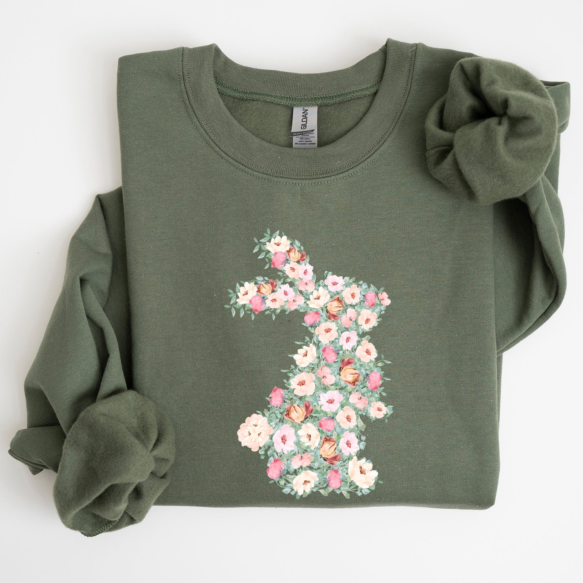 Floral Print Rabbit, Bunny, Easter Sweatshirt - Che Cose Belle