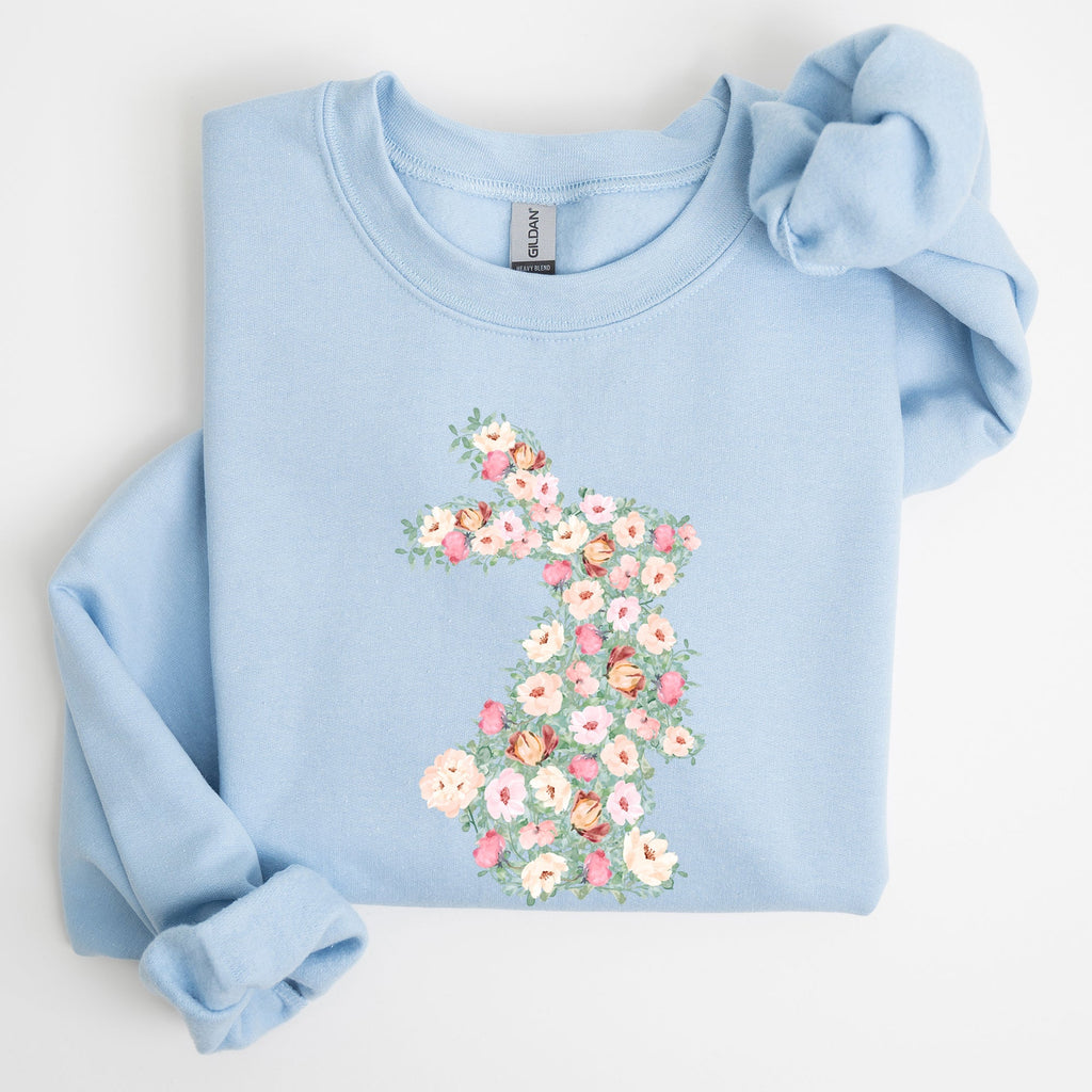 Floral Print Rabbit, Bunny, Easter Sweatshirt - Che Cose Belle