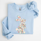 Floral Print Rabbit, Bunny, Easter Sweatshirt - Che Cose Belle