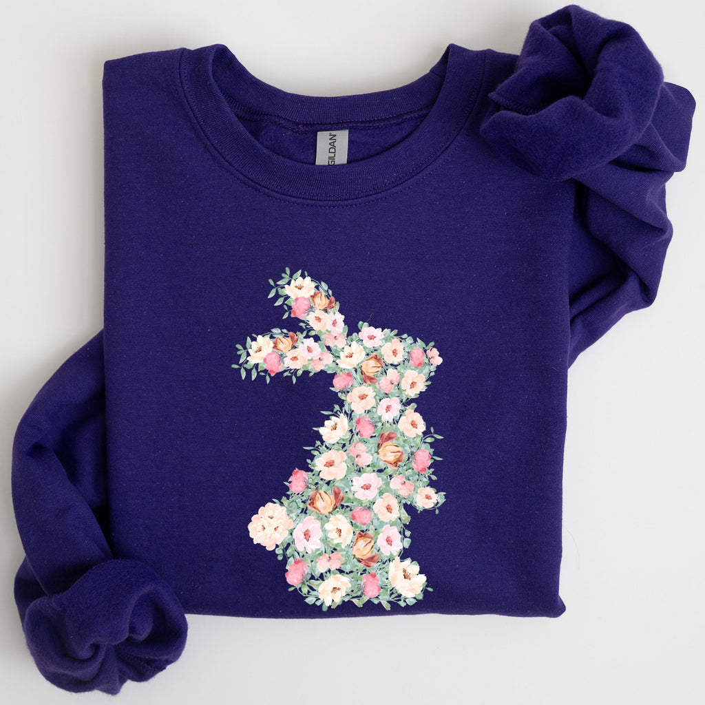 Floral Print Rabbit, Bunny, Easter Sweatshirt - Che Cose Belle