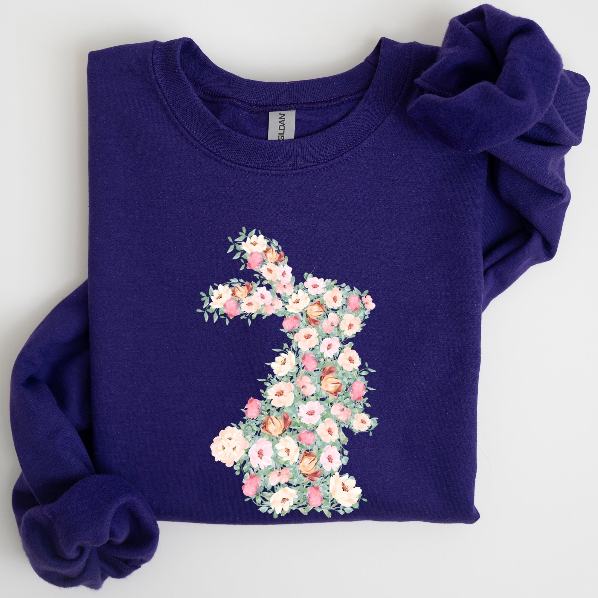 Floral Print Rabbit, Bunny, Easter Sweatshirt - Che Cose Belle