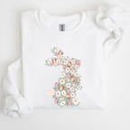 Floral Print Rabbit, Bunny, Easter Sweatshirt - Che Cose Belle
